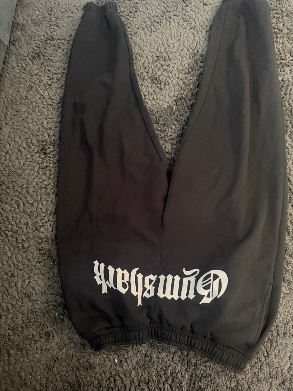 Gymshark Black Joggers with White Gothic Logo
